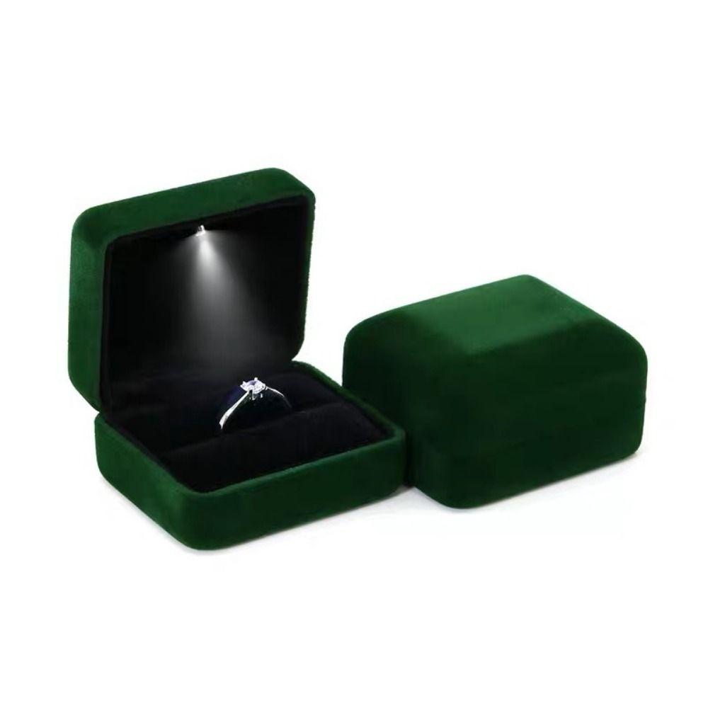 Solid Color LED Ring Jewelry Box Velvet LED Light Ring Display Case  Birthday Gift