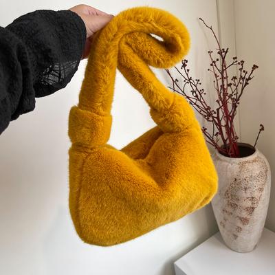 Velvet Zipper Car Stitching Light Luxury Exquisite Crossbody Bag New Solid Color Furry Versatile Shoulder Bag