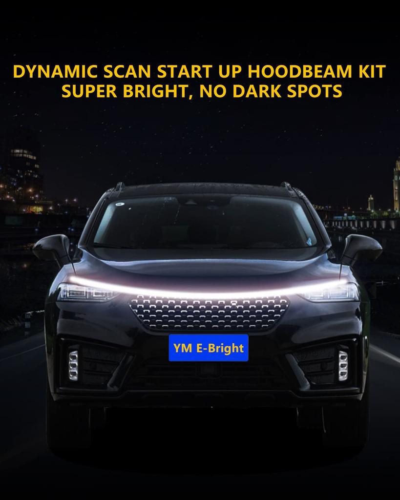 Car LED Strip 12V Flowing LED Hood Daytime Running White Light, Strip, Light, Light, DRL, Truck, SUV, Ultra-Thin, Waterproof, Silicone, Universal,