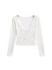 Spicy Girl Lace Patchwork Deep V-Neck Long Sleeve T-Shirt for Women - Slim Fit Brushed Base Layer for Autumn/Winter