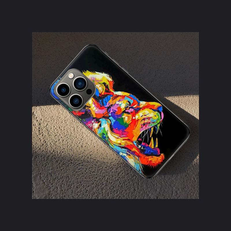 Bilder von farbigen Löwen-Telefonhüllen für Apple iPhone 15 13 12 11 14 Pro Max Mini Cover SE 2020 X XS XR 8 7 6 6S Plus 5 5S Shell Co
