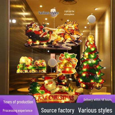 LED Christmas Suction Cup Snowman Window Decoration Lamp - Festive Atmosphere, Small Colorful Light