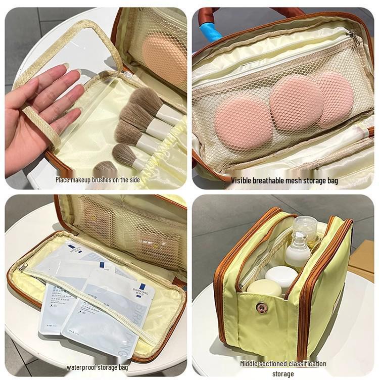 High-End Travel Makeup & Toiletry Bag with Colorblock Design - Large Capacity and Portable