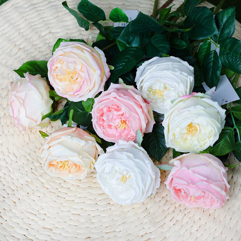 45cm Artificial Flower Austin Rose Moisturizing Interior Home Decoration Living Room Bedroom Wedding Flower Ornament