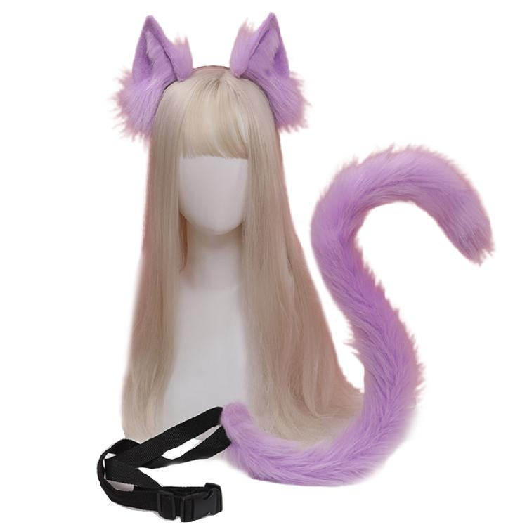 

Anime Cosplay Props Cats Ears Hairhoop Tail Set Halloween Party Role Playing фіолетовий