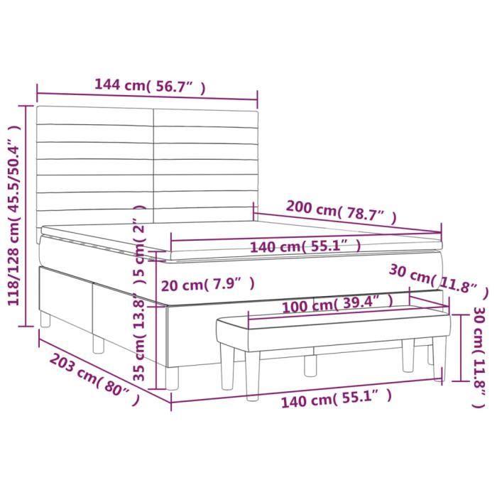 3137239 vidaXL Divan-lit Tapissier Avec Matelas Noir 140x200 Cm Tissu