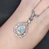 Ladies' Water Droplet Pendant Necklace, Surrounded By Light Blue Synthetic Zircon and Artificial Pink Diamonds, Elegant Bridal Jewelry, Gift Giving