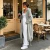 Women Outdoor Coats Long Hooded Jacket for Fall Winter, Loose Oversized Casual Autumn Zip-Up Outerwear Coat, Solid Color Tunic Hoodie Top with Pockets