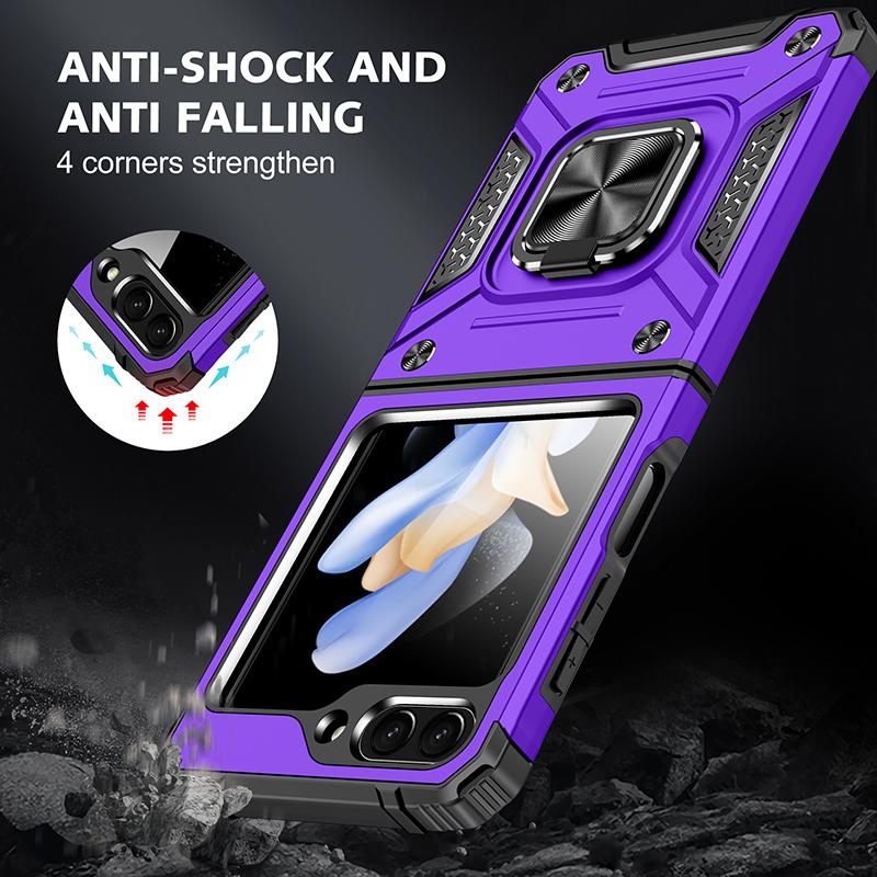 Luxury Anti-Drop Folding Armor Cover Stand Case for Samsung Galaxy Z Flip5 Flip4 5G Non-Slip Cell Phone Bag for Galaxy Z Flip 5 Protective Case