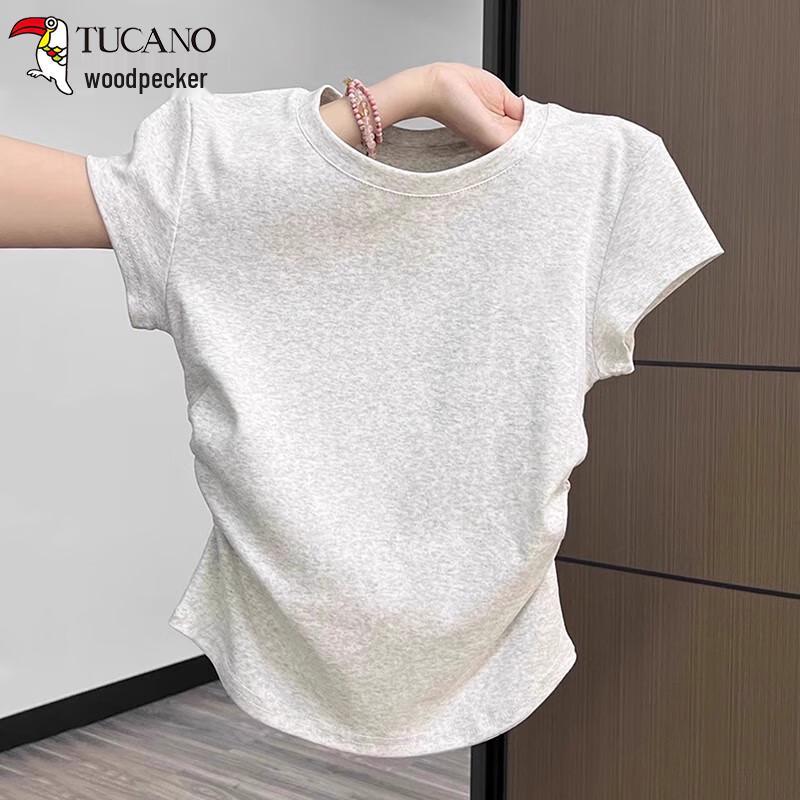 Woodpecker Women s Round Neck Pleated Slim Fit T-shirt L