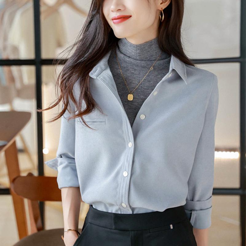 Stacked Commuter Shirt for Women's Autumn Outfit Top with Temperament Inner Shirt Blouses & Shirts