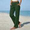 Women's Color Button Front Casual Straight Leg Pants
