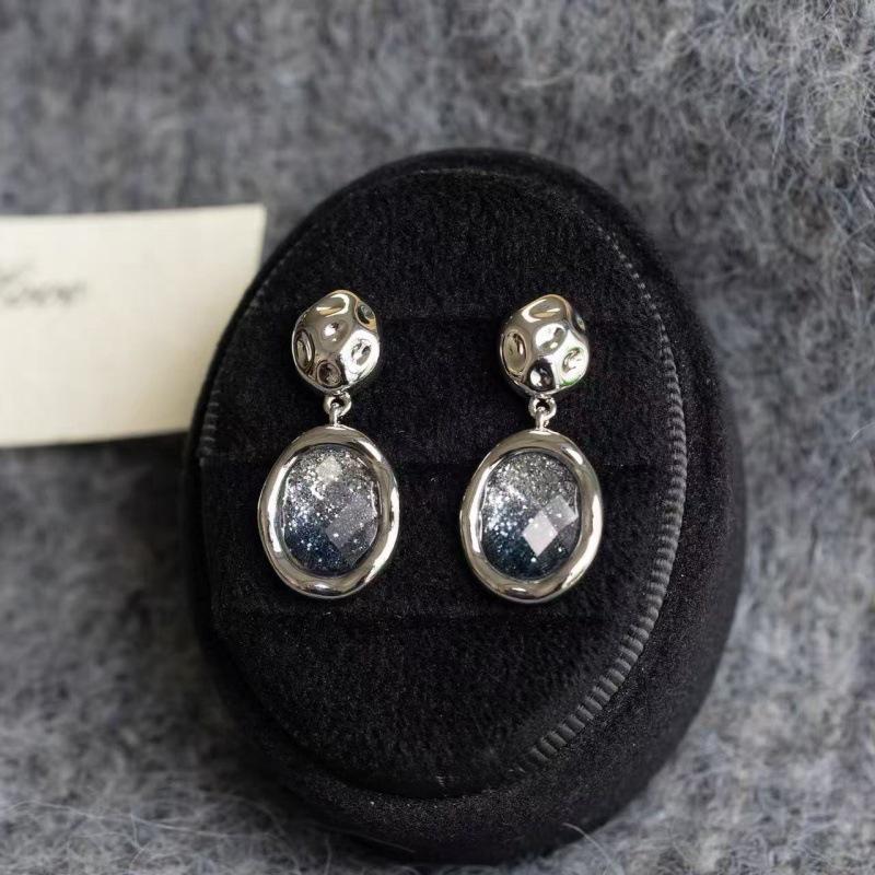 French Blue Starry Sky Stud Earrings: Simple, Fashionable Design for Everyday Wear