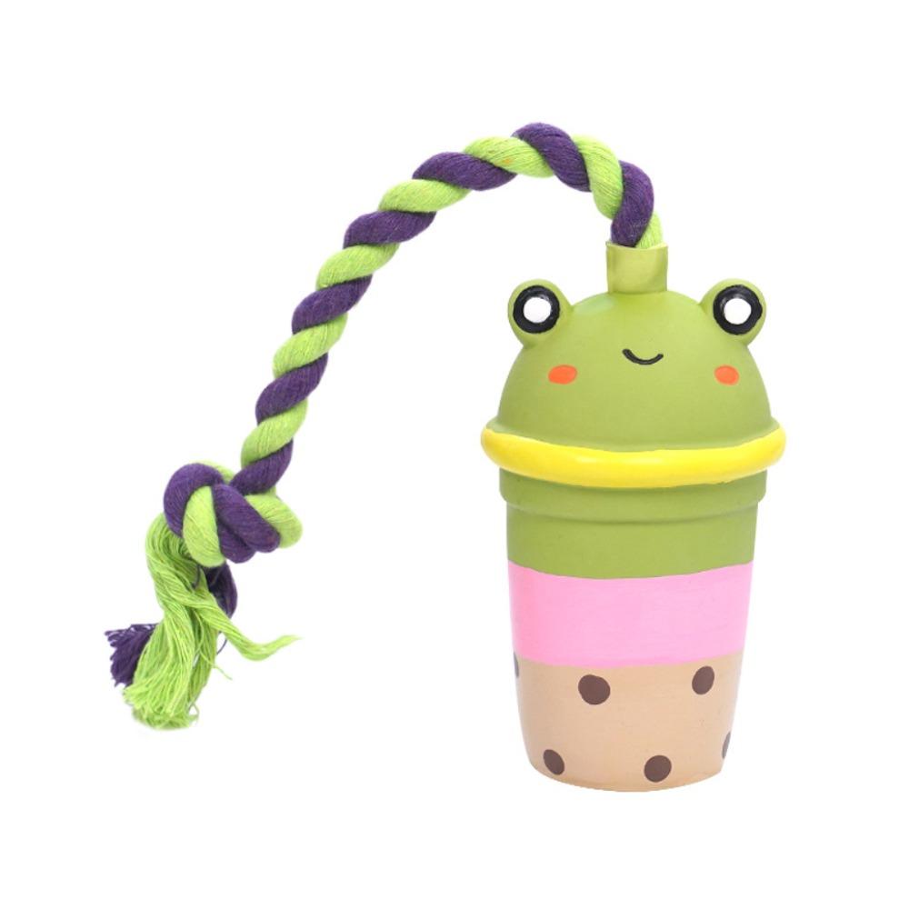 

Креативная игрушка-пищалка для питомцев в форме животного и молочного чая, жевательная веревочная игрушка для собаки, щенка Frog
