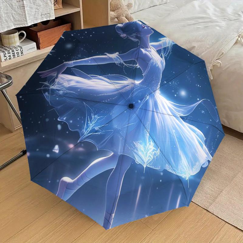 1pc Ice Princess in Winter Wonderland Umbrella with Plastic Handle,Suitable for All Seasons Home Travel Outdoor UmbrellaDD068