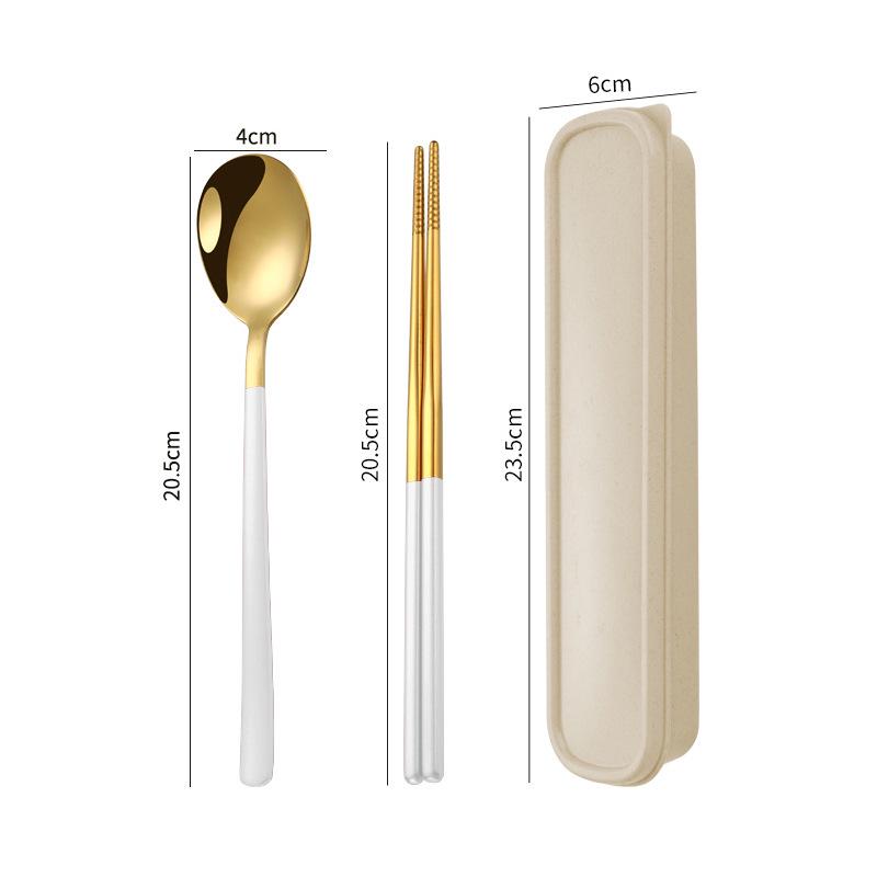 Three-Piece Japanese Stainless Steel Cutlery Set: Spoon, Fork, Chopsticks