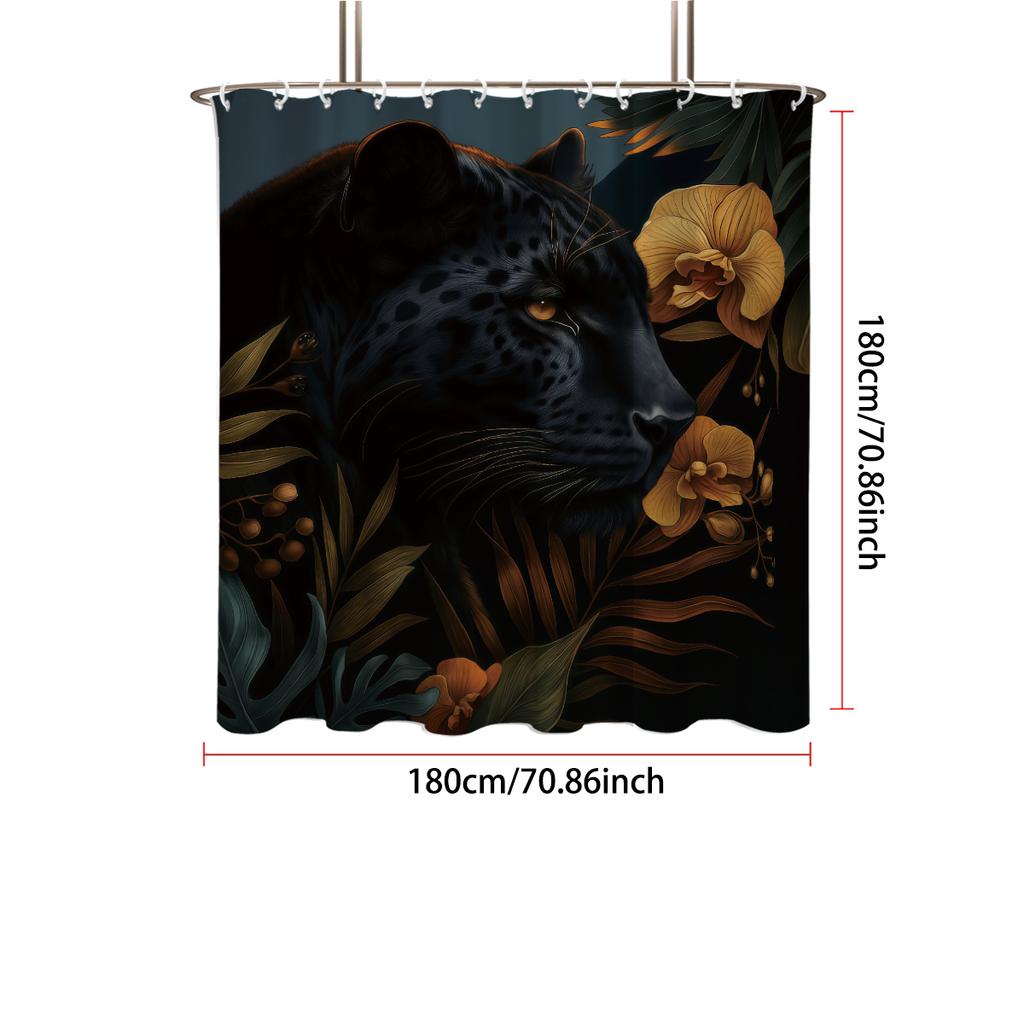 1pc Black Panther Printed Waterproof Shower Curtain Bathroom Partition Curtain Protection Privacy Multi Sized Easy Installation