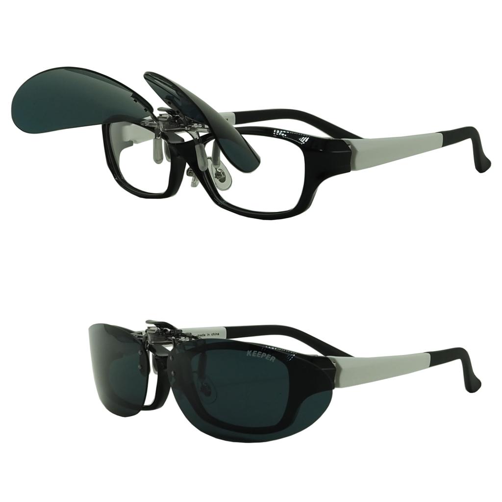 Clip-onKeeper Side Covers, Made in Japan, Polarized, Bib-Style, Clip-On Sunglasses, UV Protection, Ultra Lightweight, Flip-Up, Large, Stylish, SM