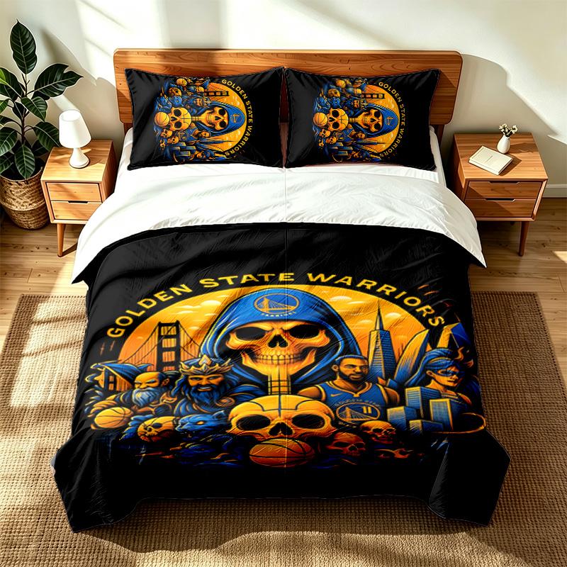 Golden State Warriors (23) 3-teiliges Set geeignet für Schlafzimmer weich und bequem ein ideales Geschenk für Familie und Freunde Enthält eine Bettdecke und