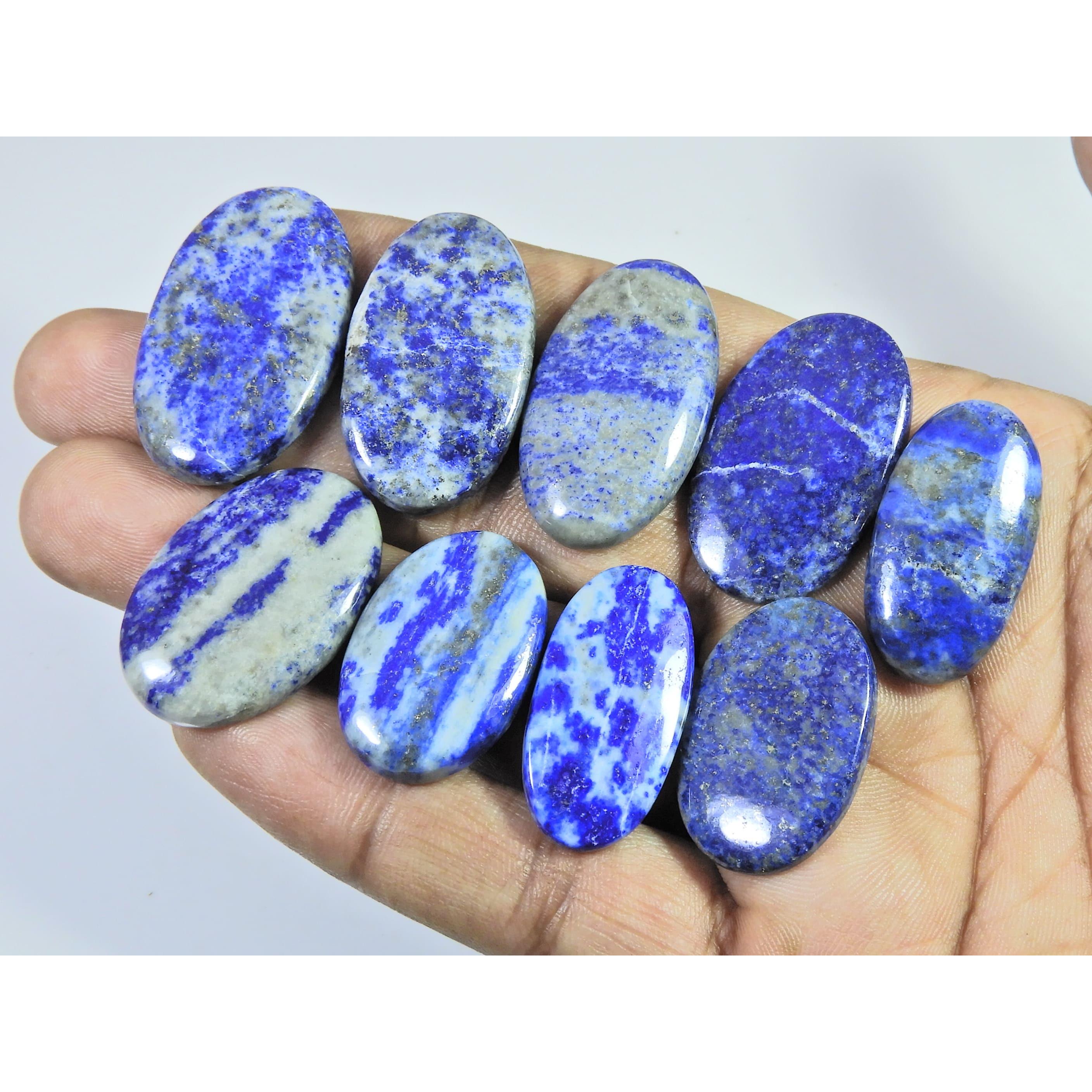 282Cts. Natural Blue Lapis Lazuli Oval Cabochon Loose Gemstone 09 Pcs Lot C-2336