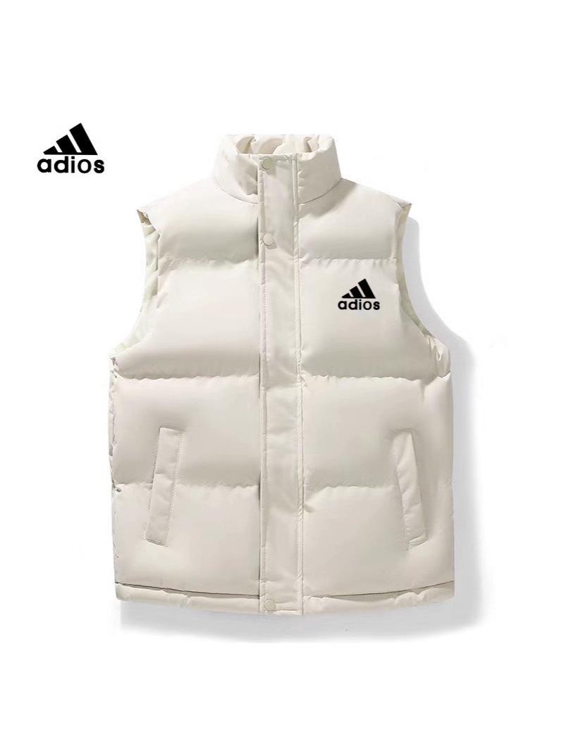 

Unisex Plus Size Stand Collar Winter Fashion Printed Down Cotton Vest Jacket 4XL білий