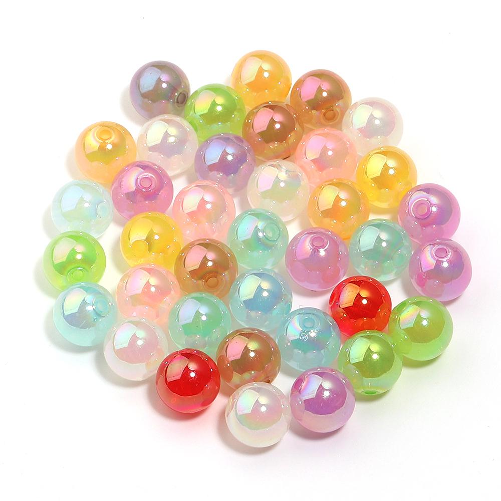20-100pcs Jelly Color Acrylic Beads Plated Color Round Loose Spacer Beads For Jewelry Making DIY Bracelet Necklace Accessories