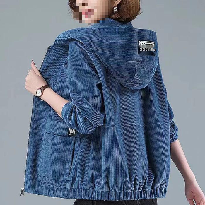 

2026 Autumn Winter Women s Plus Size Corduroy Jacket - Casual, Slimming, Fashionable Mother s Wear 5XL (180-200 lbs)