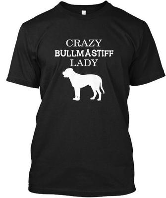 Bullmastiff Verrückte Dame T-Shirt Hergestellt in den USA Größe S bis 5XL