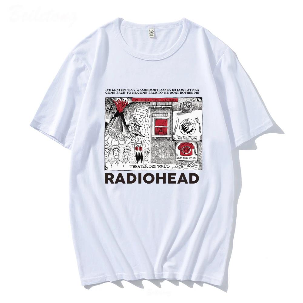Radiohead Grafikdruck T-Shirt Hip Hop Rockband T-Shirt Mode Lässig Rundhalsausschnitt Kurzarm Übergröße T-Shirt Damen
