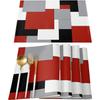 4/6/8 Pezzi Tovagliette Geometriche Mondrian Morbido Lino Tappetino da Tavola Ideale per Spazio da Pranzo Domestico Ornamento Pratico Quotidiano