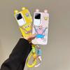 KEYSION Cute Ear Cartoon Case for VIVO V30 Pro 5G V30 with Lanyard Soft Silicone+PC Shockproof Phone Back Cover for VIVO V30 Pro