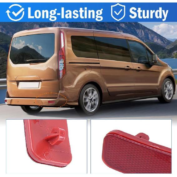 Red Rear Bumper Reflector, Compatible with Ford Transit 150/250/350/350 HD 2015-2020, Transit Connect 2014-2022, Brake Light Lamp Red Lens Rear
