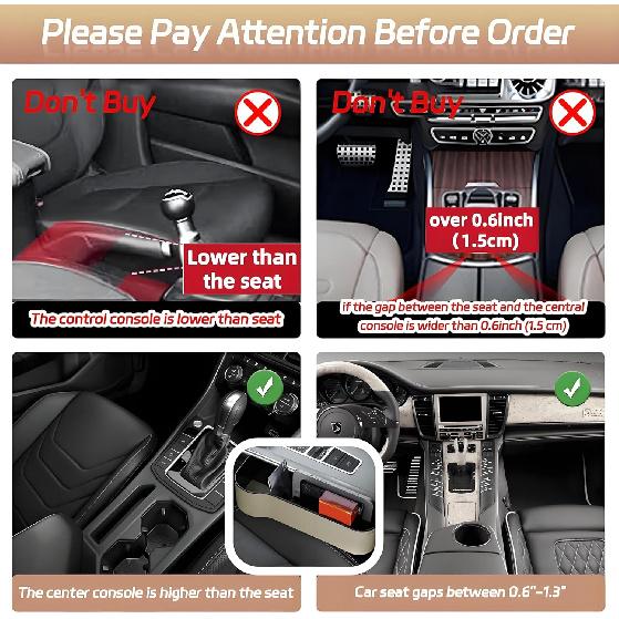 2026 Upgraded 2 PC (L+R) Premium PU Leather Car Seat Gap Filler Organizer With Cup Holder & Storage Slot/Bag– Fits Front Seat, Holds Phone,