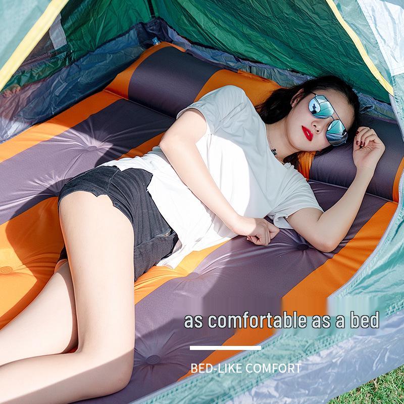 Automatic Inflatable Outdoor Sleeping Pad - Thick, Wide, Moisture-Proof Mat for 3-4 People Camping