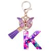 Resin Purple Stone 26 Alphabet Keychain Letter Pendant Backpack Hanging Ornament Classic Retro Practical Durable Bag Charm For Daily Use
