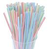 100Pcs Disposable Straws Flexible Plastic Straws Striped Rainbow Drinking Straw