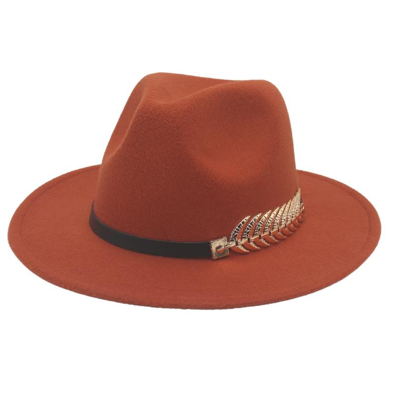 

Цилиндрические шляпы, мужские европейские и американские золотые, с рисунком «елочка», женские, твидовые джазовые шляпы, фетровые шляпы с большими полями, ретро-шляпы M（56-58cm）