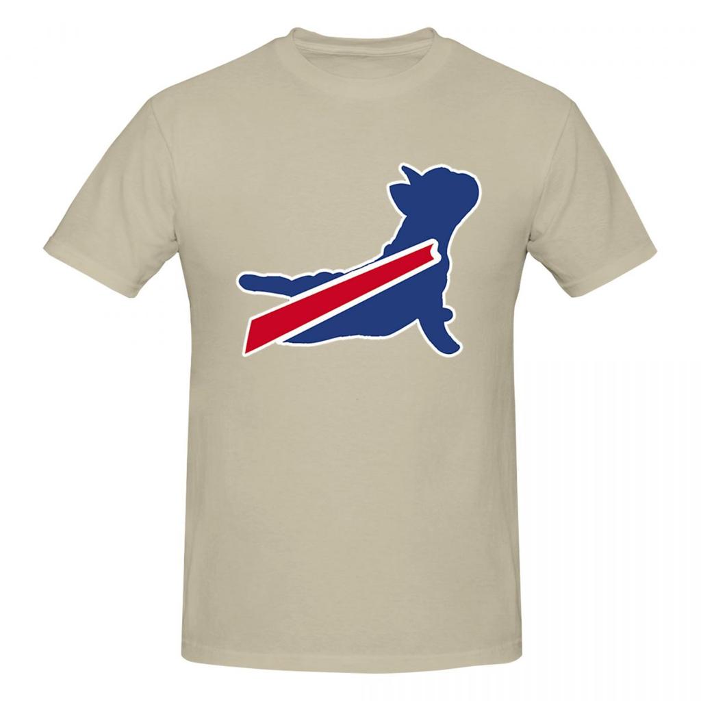 Buffalo Bills Buldog Francuski Męski T-Shirt Klasyczne Oversize T-Shirty Męskie Bawełniane Koszulki z Okrągłym Dekoltem Krótkie Letnie Męskie