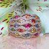 Huitan Attractive Rings with Colorful CZ Exquisite Luxury Finger Accessories for Women Temperament Charming Engagement Jewelry