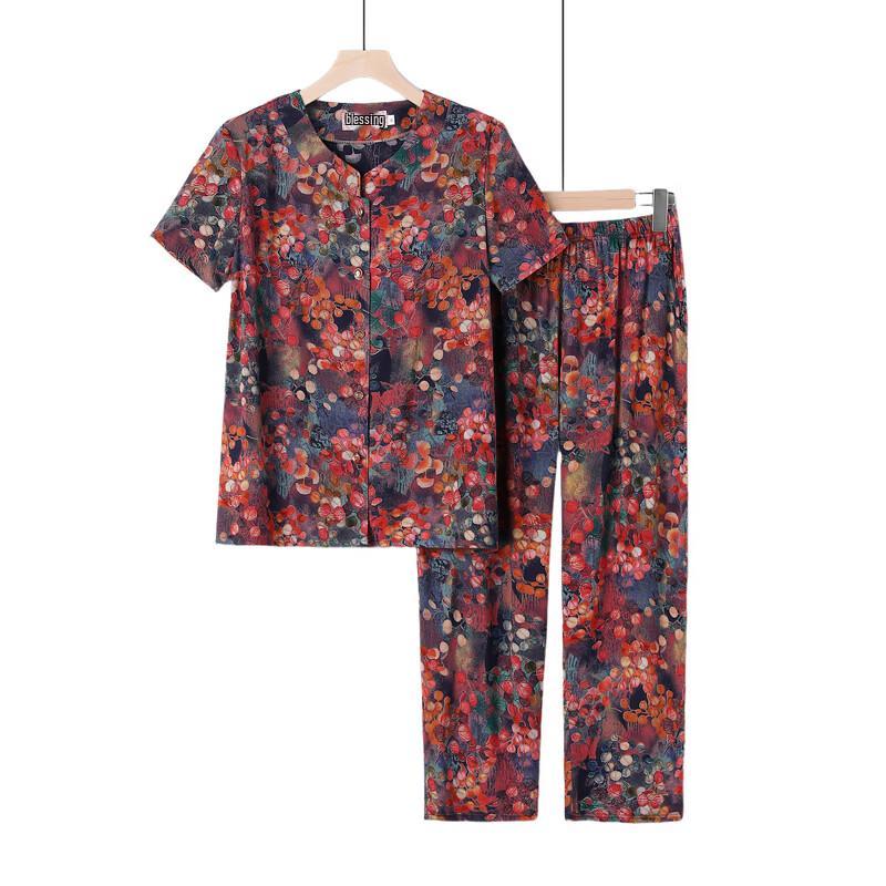 YUZHAOLIN Senior Women's Plus Size Summer Short Sleeve Set