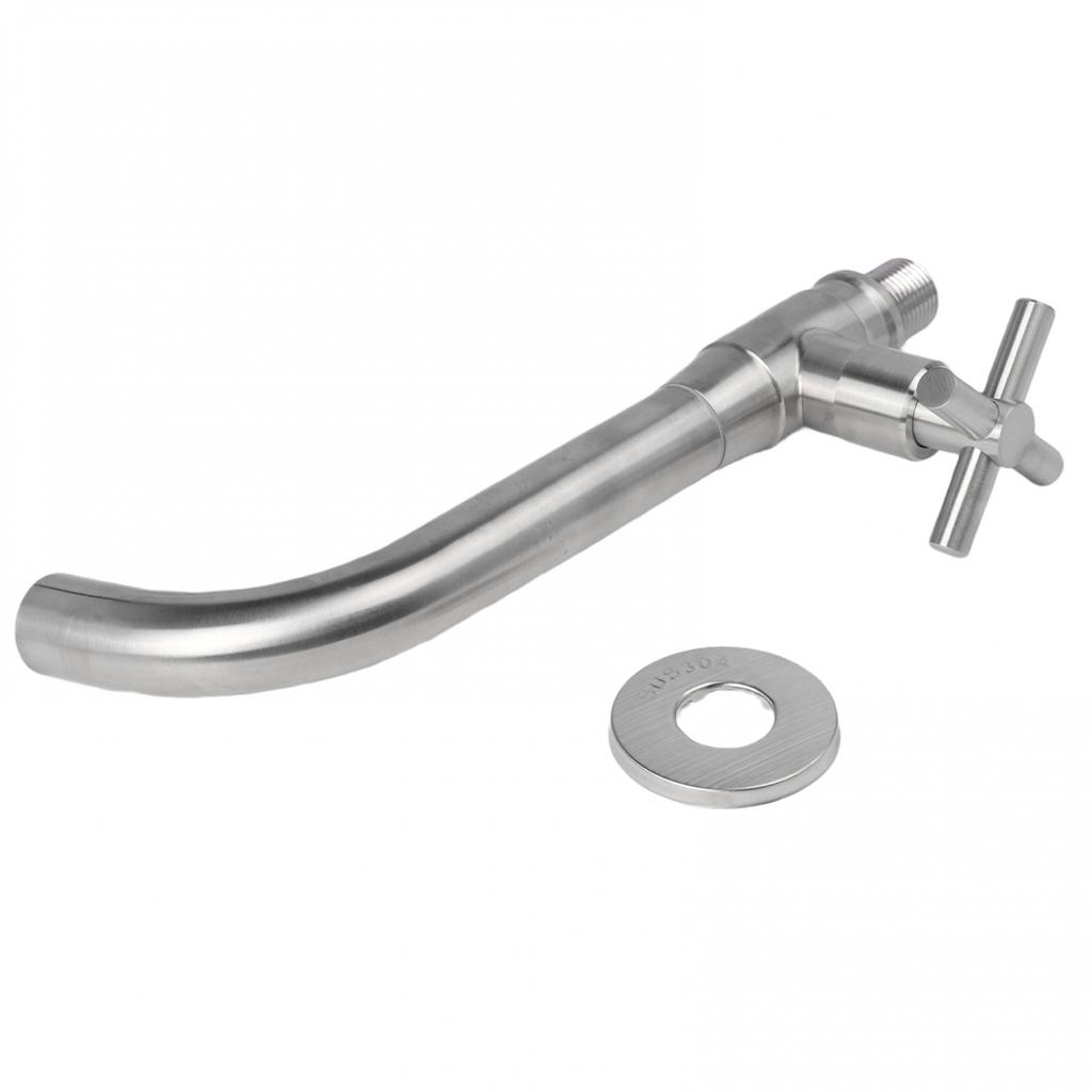 304 Stainless Steel Wall Mount Faucet with Round Spout for Outdoor Tap