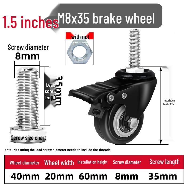 Silent Swivel Casters with Inch Threaded Rod & Double Bearings