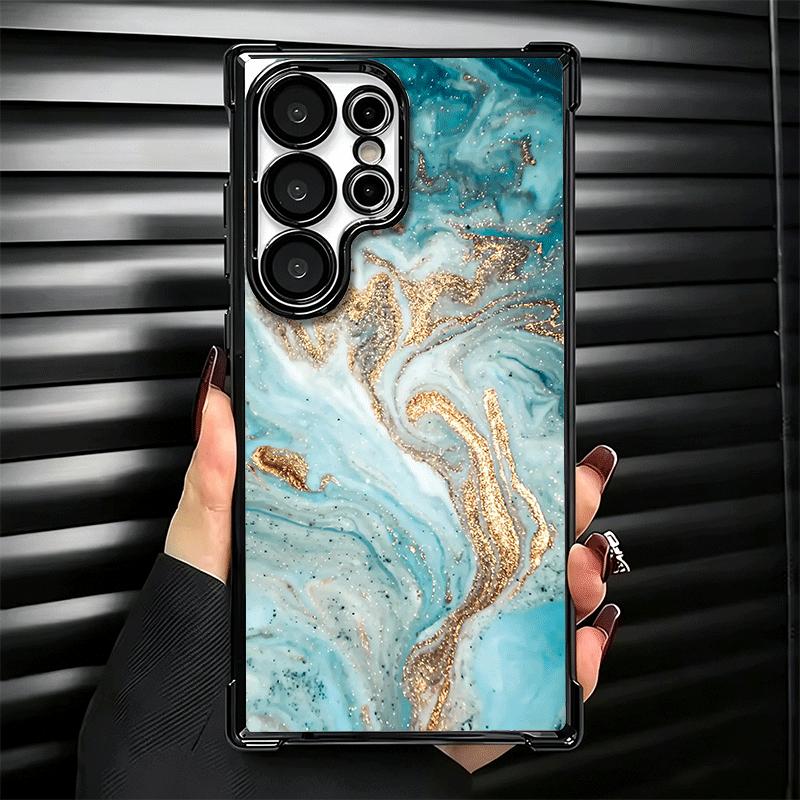 Gold Granite Marble Pattern Plating Phone Case For Samsung Galaxy S24 S25 FE S26 Edge S23 Ultra S22 S21 Plus S20 Anti-Fall Airab