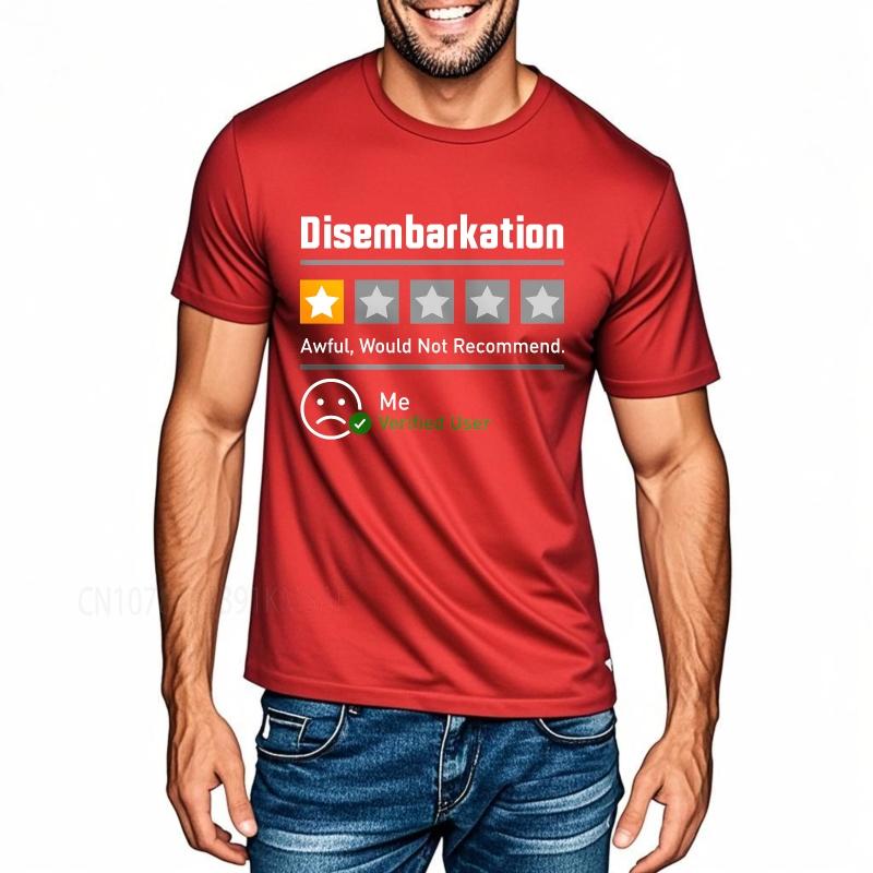 Oversized summer For men tshirt Disembarkation One Star Review Awful Would Not Recommend Me Verified User Short Sleeve Solid S