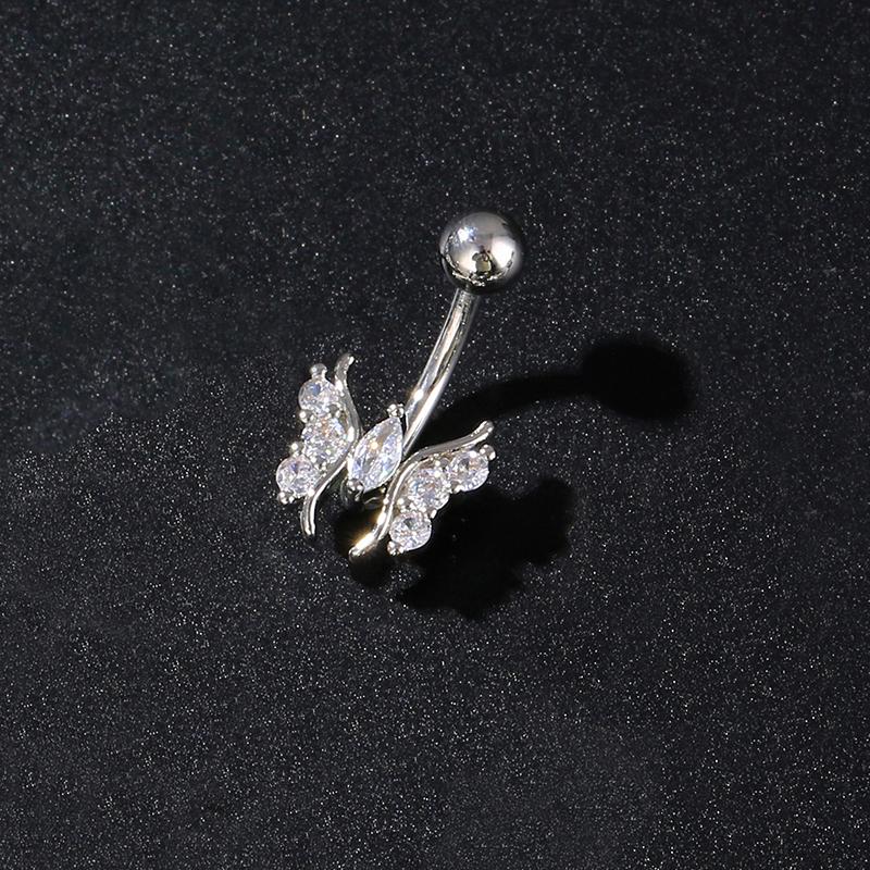 Prsteny do pupíku s motýlkovou mašlí Nerezová ocel Zirkon Piercing do pupíku pro ženy Dívky Sexy šperky na tělo Dárky