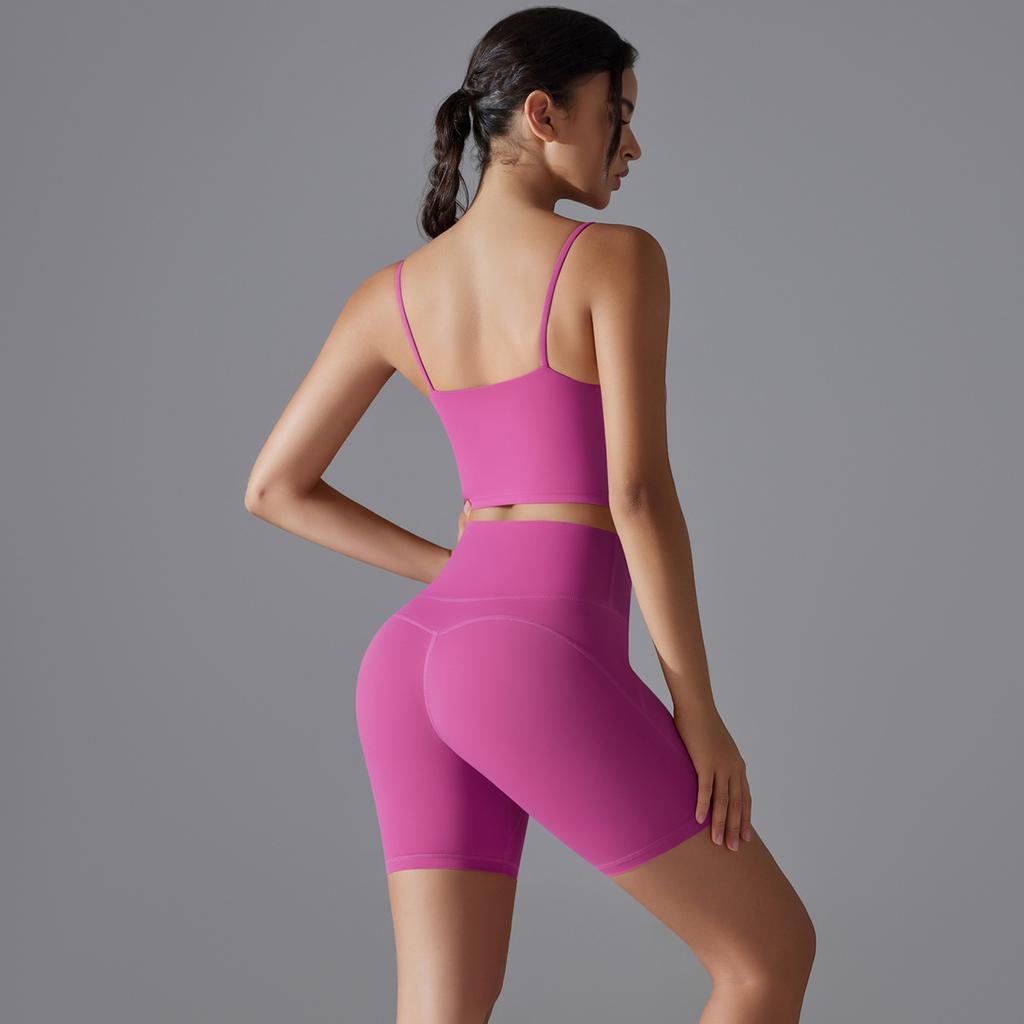 Nessaj Seamless High Waist Yoga Set Women Sleeveless Running Sportswear Push Up Slim Shorts Backless Bra Fitness Outfits