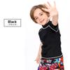 Teddy Kids' Rash Guard, Boys and Girls, Short Sleeve T-Shirt, Amphibious, Sun Protection, Kids392 (Black, Size 130cm)