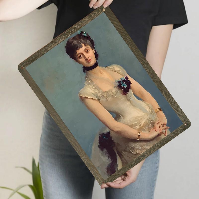 

Vintage European Court Lady Custom Metal Iron Painting Living RoomWall Decorative Hanging Art 20x30cm（7.8x11.8inch）