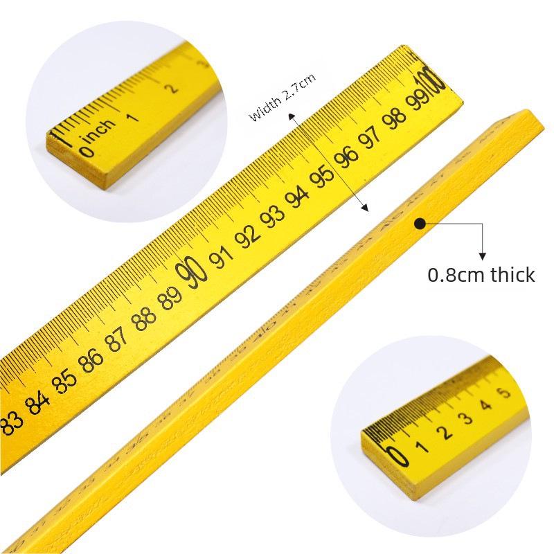50cm/1m Wooden Meter Stick Ruler, Sewing Measuring Tool, 100cm Dual-Sided Inch/Centimeter Ruler