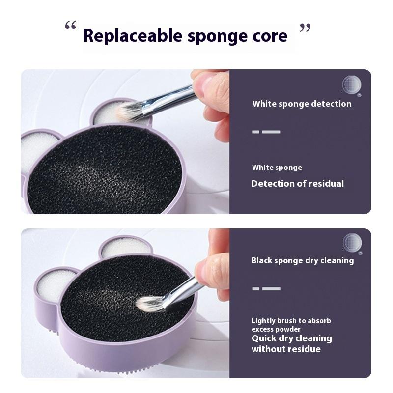 Herramienta de Limpieza de Brochas de Maquillaje ,1 Pieza de Silicona Linda Portátil con Forma de Oso Limpiador de Brochas de Maquillaje Para Prevenir Residuos de Maquillaje